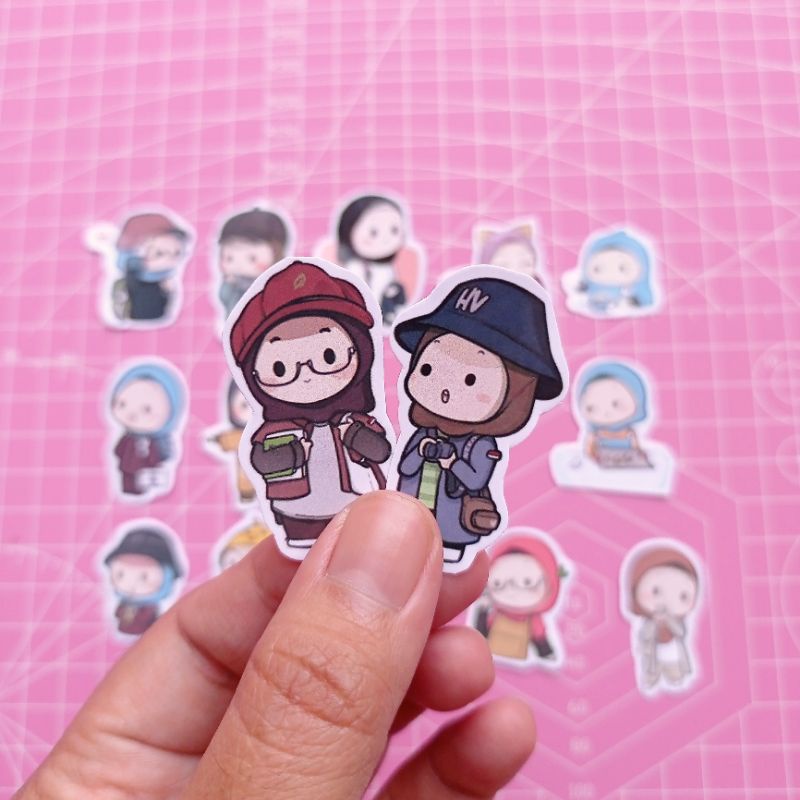 

15 pcs Sticker paper glossy cute girl hijab boulet journal