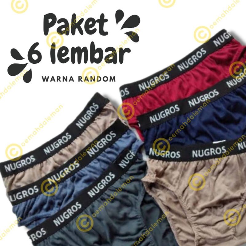 6 pcs celana dalam pria merk nugros bahan katun termurah