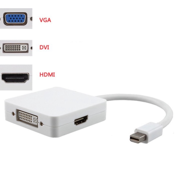 

Jual 3 in 1 Mini Display Port to HDMI VGA DVI Adapter - MD114 - White Murah