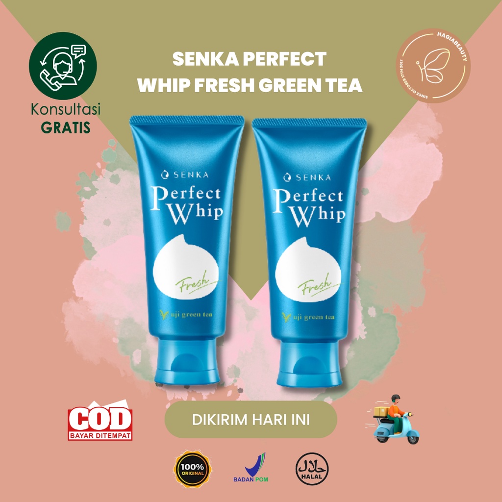 Bisa COD - SENKA PERFECT WHIP FRESH UJI GREEN TEA SABUN WAJAH SENKA KULIT BERMINYAK