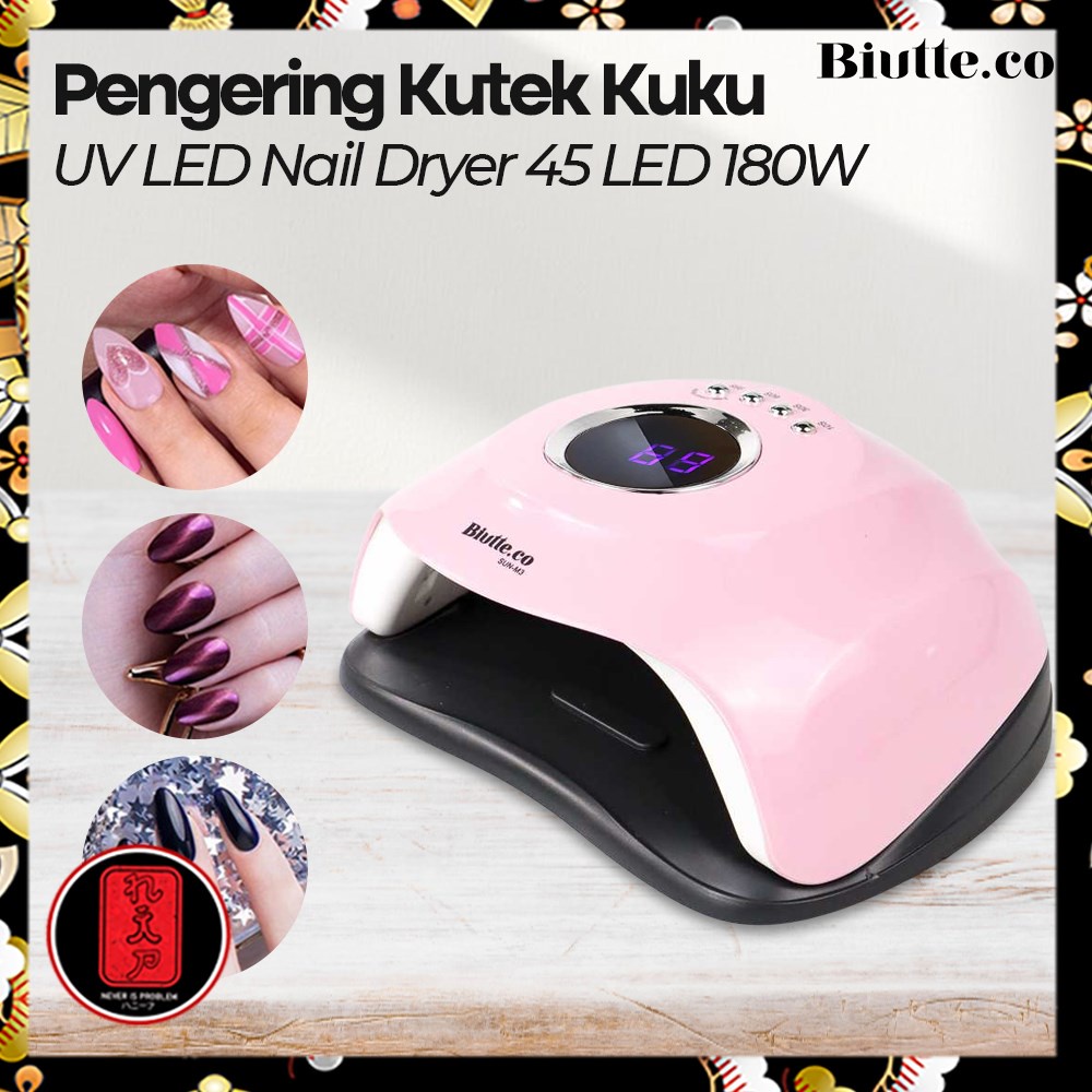 Biutte.co Pengering Kutek Kuku UV LED Nail Dryer 45LED 180W - SUN-M3 - Pink