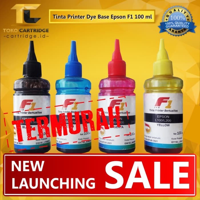 Tinta F1 100ml refill ink printer epson pengganti 774 664 T664 673 001 003 Black Cyan Magenta Yellow