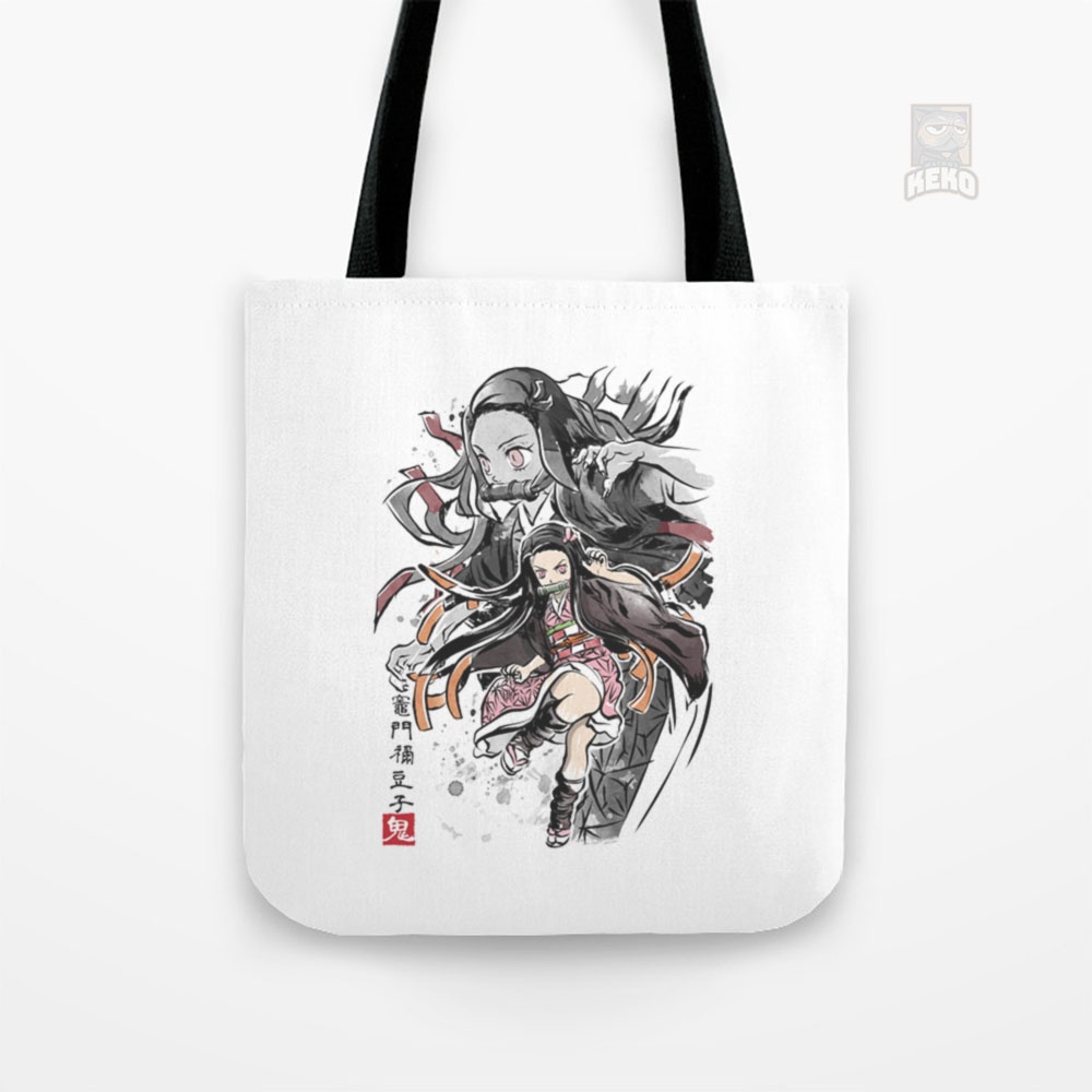 Demon Nezuko sumie Tote Bag Kanvas