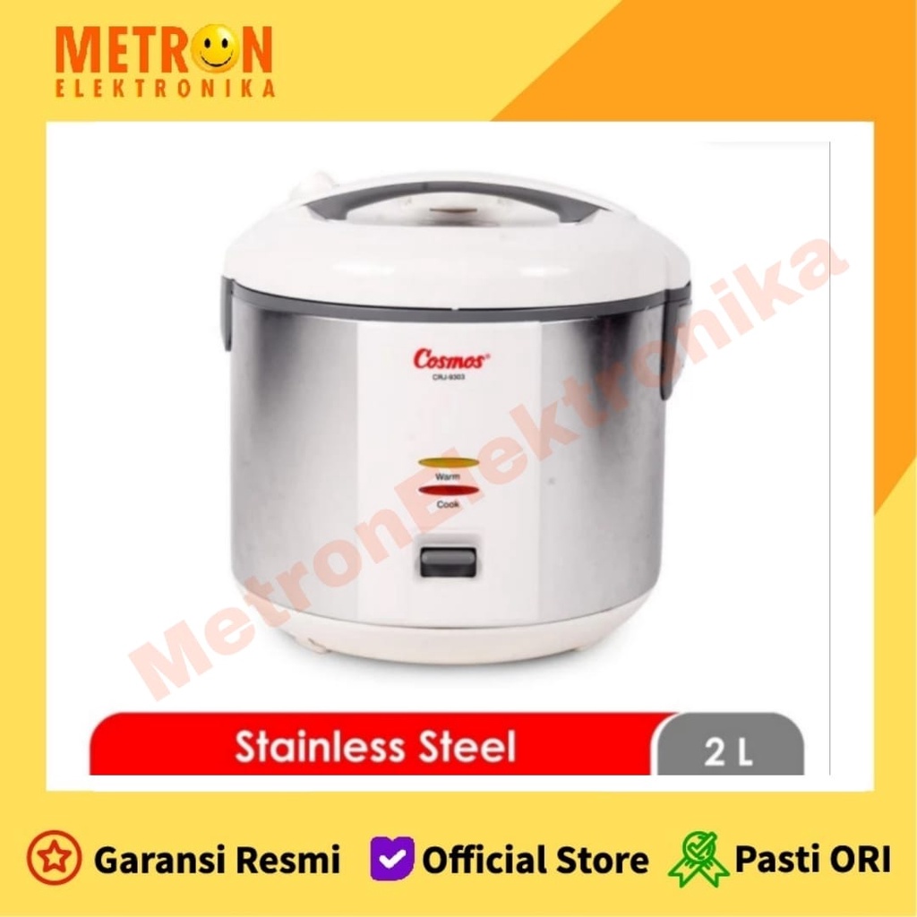 Cosmos CRJ 9303 RICE COOKER STAINLESS STEEL 2 LITER / CRJ9303