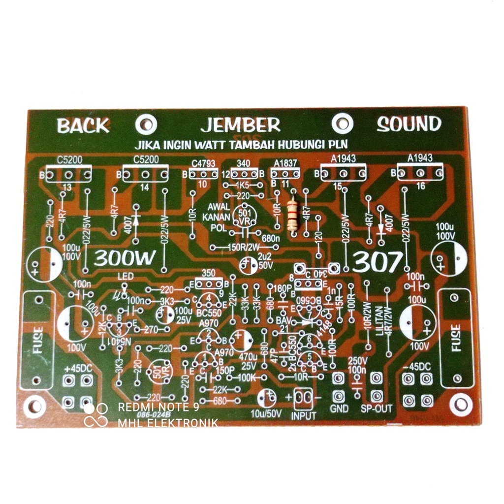 PCB Power Amplifier 300Watt MONO BACKSOUND JEMBER 307