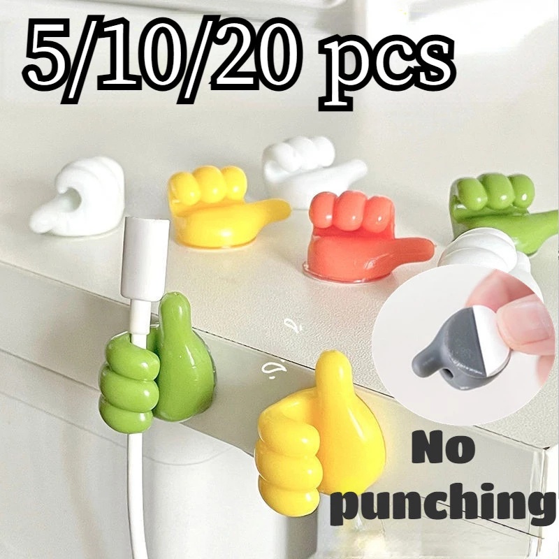 1 /10Pcs Klip Multifungsi Holder Kait Jempol Kawat Organizer Dinding Kait Gantungan Kuat Dinding Holder Untuk Dapur Kamar Mandi New