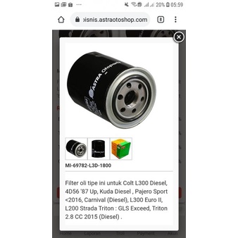 Filter Oli L300 Diesel Kuda Diesel Dan Pajero Aspira