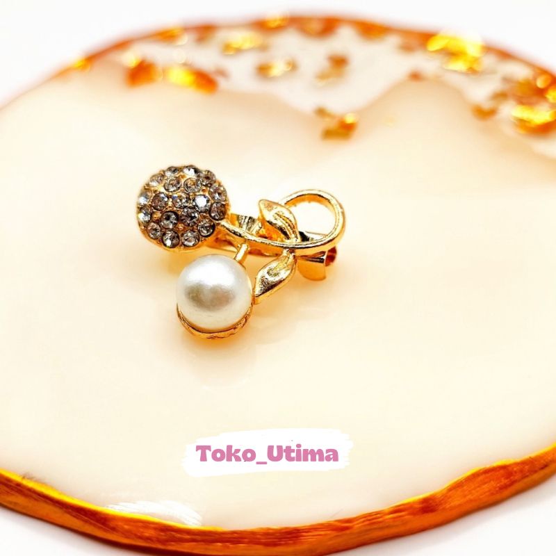 Peniti Bohlam Jarum Pentul Bros Dagu Mini Tuspin Crystal Jilbab Premium