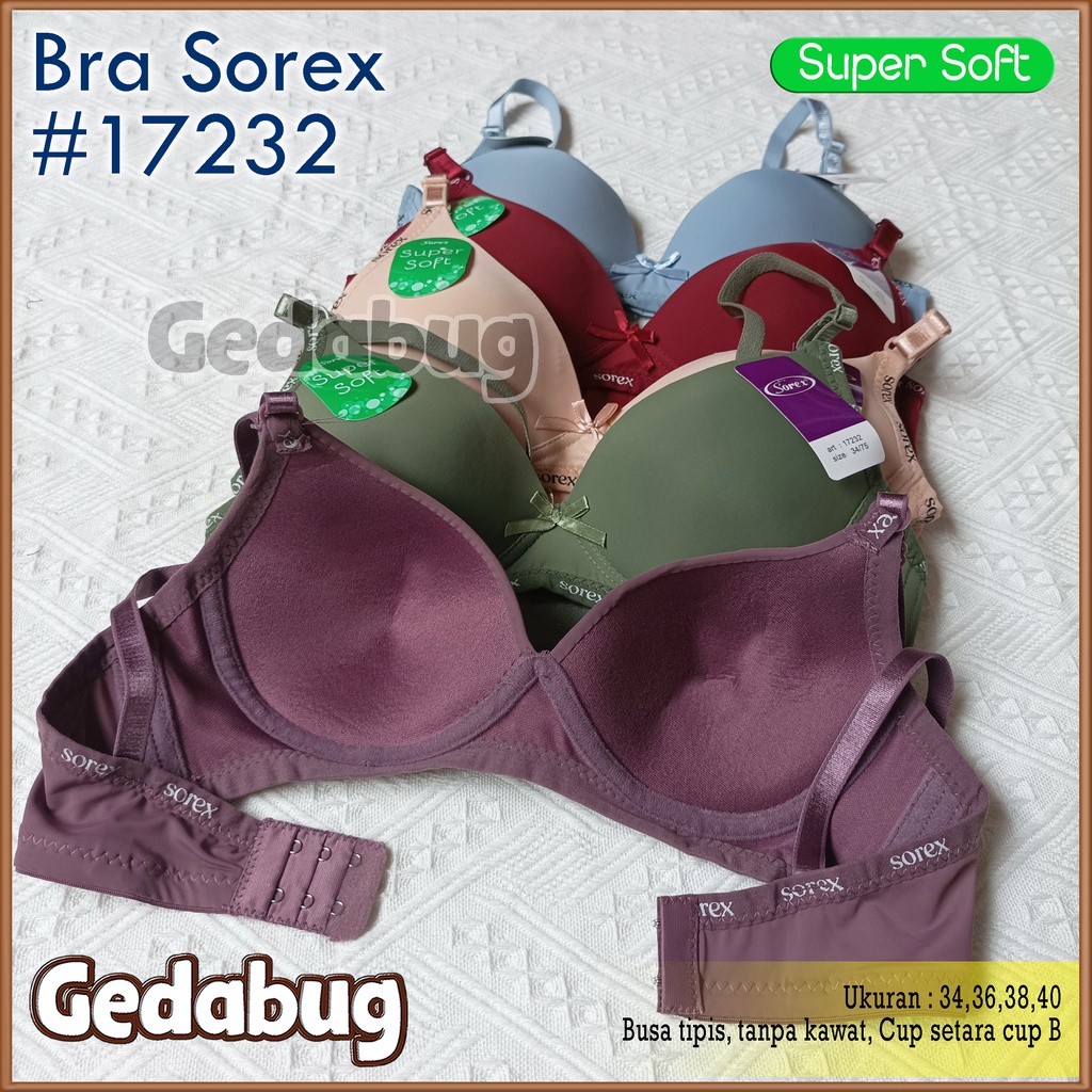 Bra Sorex 17232 Super Soft Kait 2 Bh Sorex Busa Tipis Tanpa Kawat Casual Style Cup B