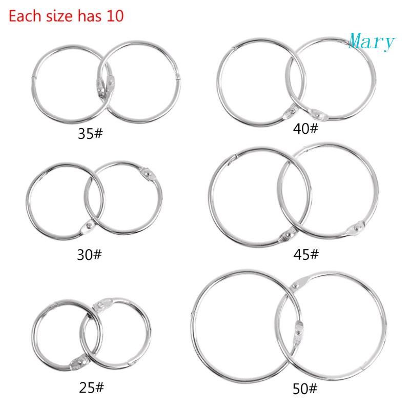 Mary Metal Loose Leaf Book Binder Hoop Ring Gantungan Kunci Multifungsi Lingkaran DIY Album