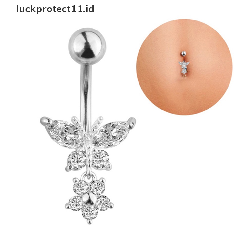 /Fashion Hot// Fashion// Kupu-Kupu Zirkon Bedah Baja Pusar Pusar Pusar Cincin Perhiasan Tubuh.