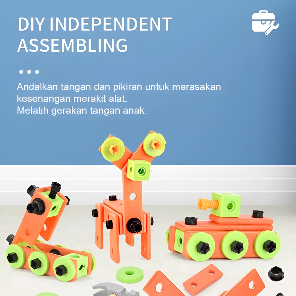 Mainan Alat Tukang Perkakas | Kado Ulang Tahun Anak Cowok 3-4-5-6-7 Tahun | Assembling Tools Koper 72pcs Pertukangan Terbaru