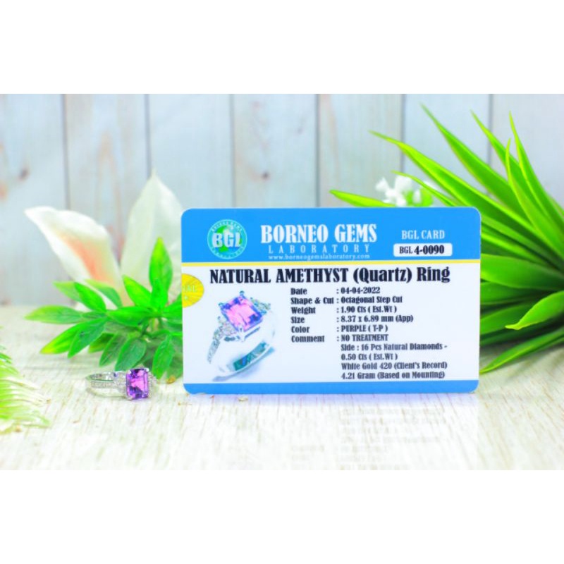 cincin  wanita kecubung ungu + berlian emas
