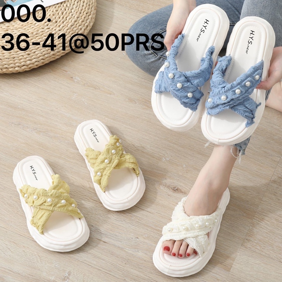 sandal selop perempuan dewasa tali silang kain mutiara import 000  (36-41) terbaru