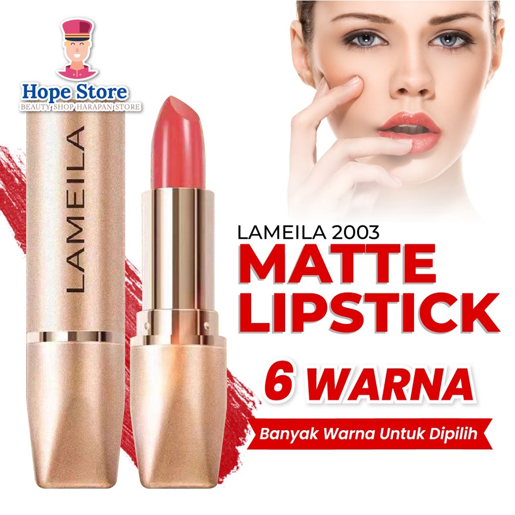 Hope Store - Lameila 2003 Lipstick Matte Gold Stick Tahan Lama Anti Air