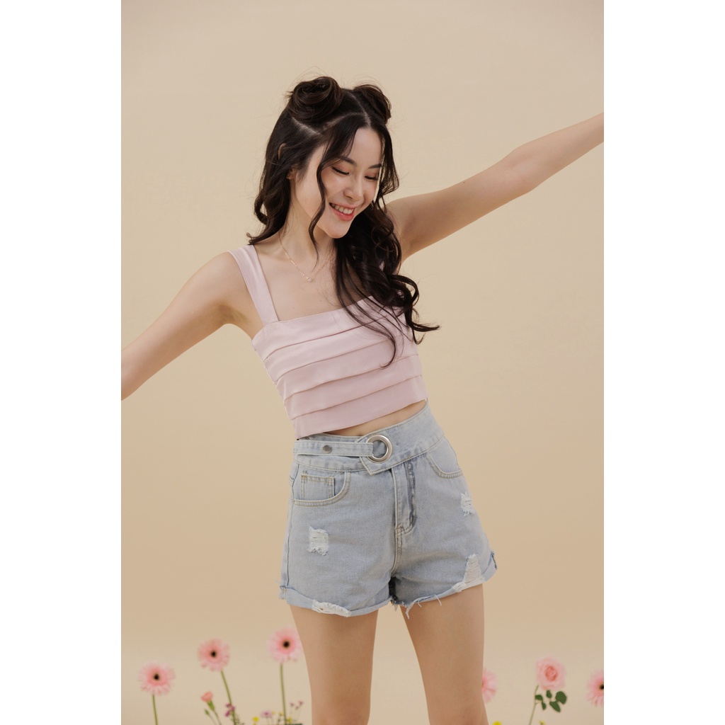 [ Marveile ] Megan Highwaist Hot Pants / Celana Pendek Jeans Wanita