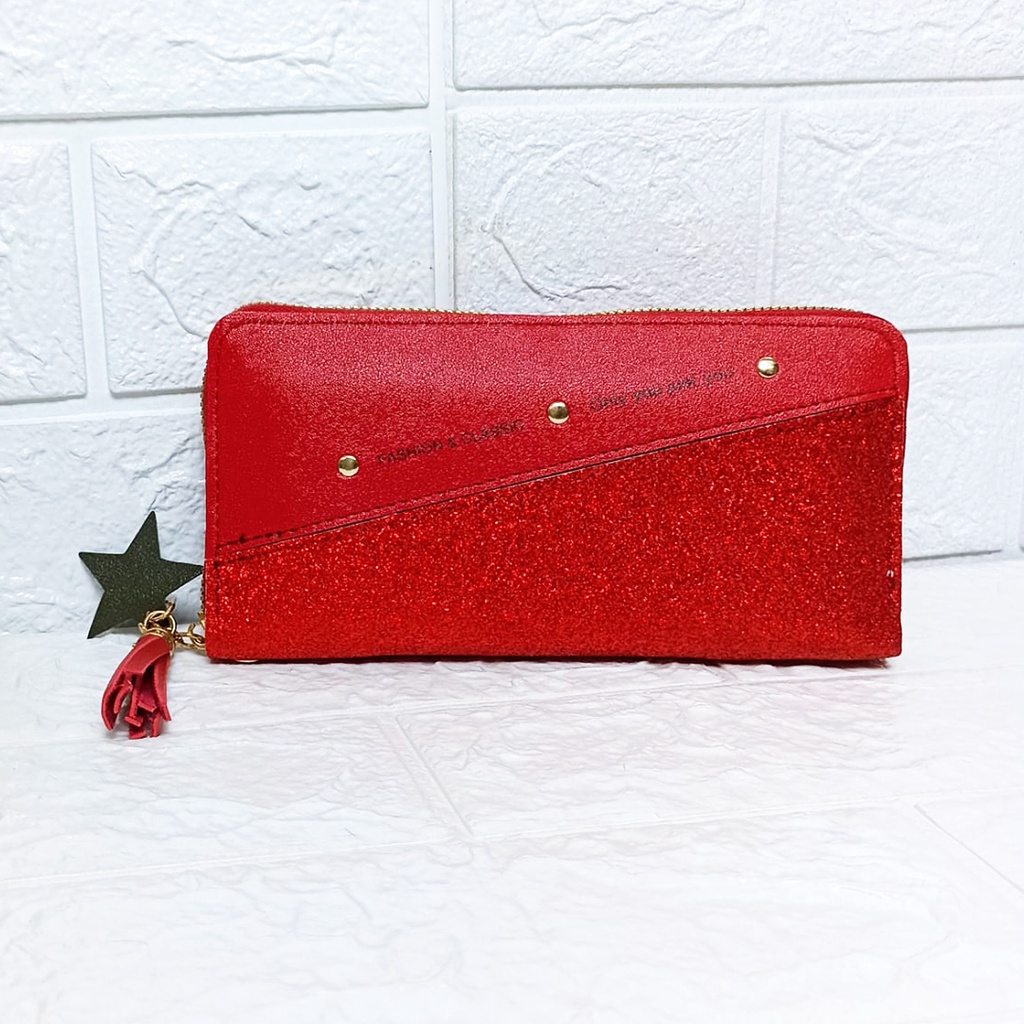 Dompet Panjang Wanita Zipper Fashion Korea Style Dompet Clutch Cewek 1 Resleting PU Multifungsi Satu7an D82