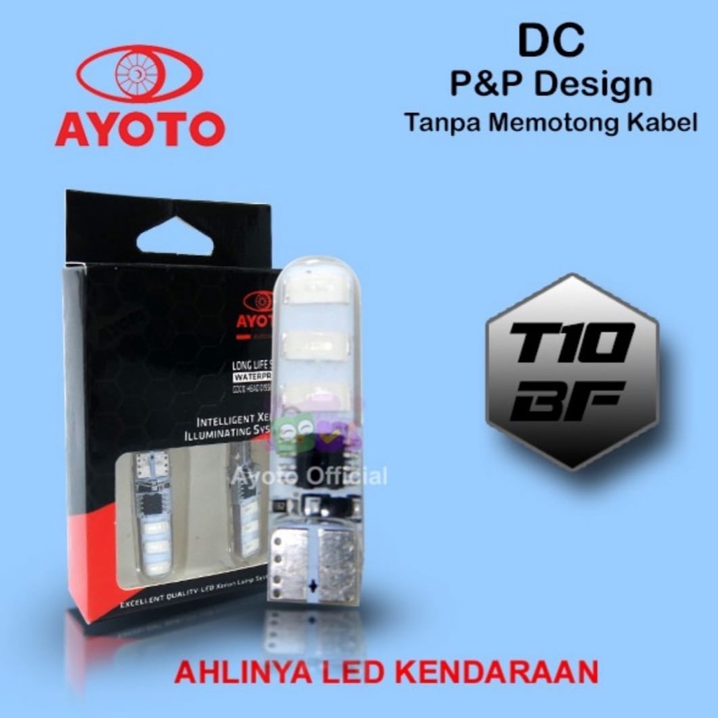 Lampu Sein Motor Mobil Putih T10 Flash/ Strobo AYOTO 2W DC PNP 2PCS