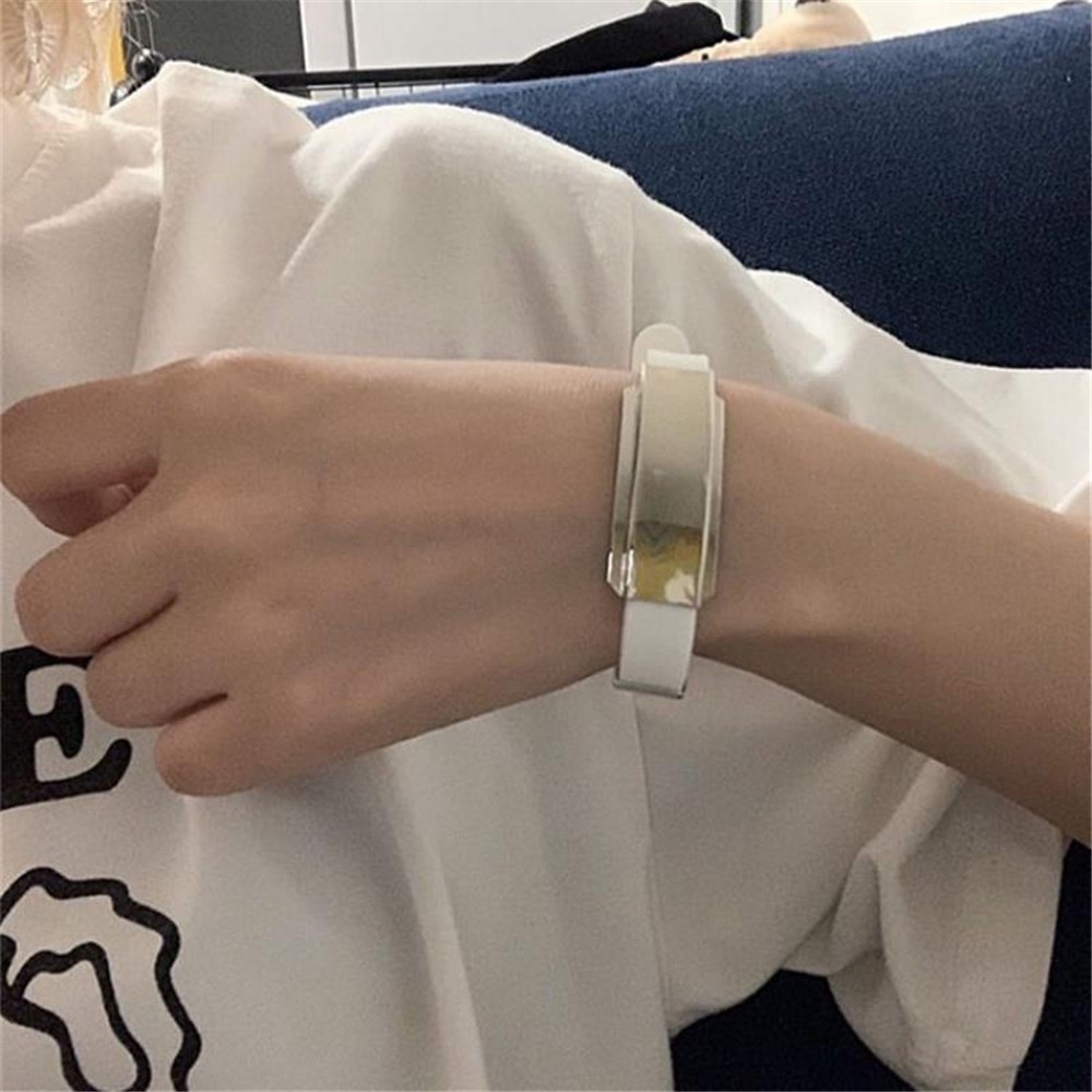 1pcs Gelang Silikon Bahan Titanium Steel Gaya Hip Hop Untuk Wanita Pria Hadiah Hari Valentine Pasangan Bracelets Steel