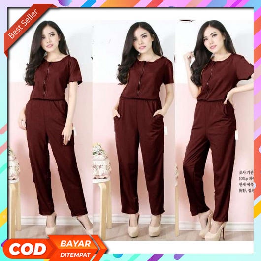Jumpsuit Wanita Korean Style Pendek Jeans Terbaru 2022 Baju Kodok Jumbo Panjang Dewasa Ootd Overall 