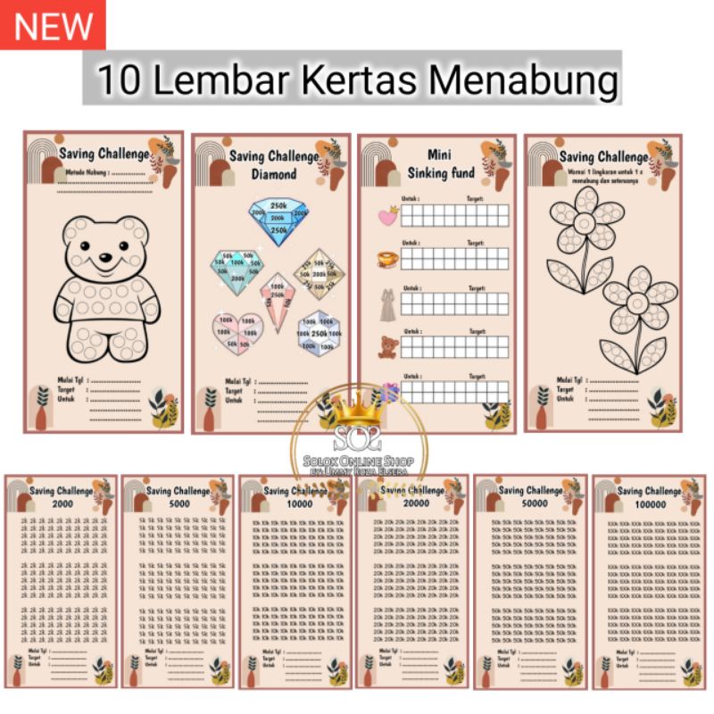 

10 Lembar Kertas Menabung Untuk Binder A6-6Ring
