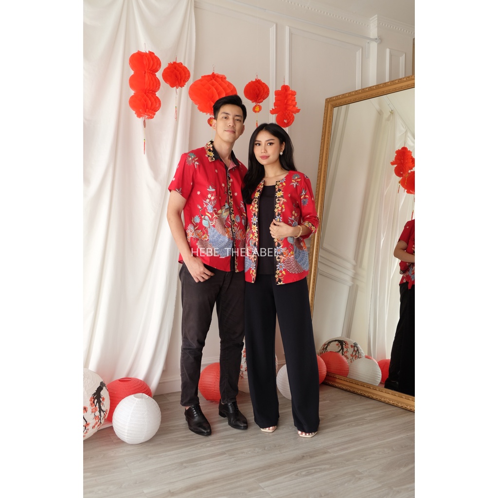 Ishana Red Batik Cheongsam Chinese New Year - (- Men Short-Nadine-Mutia-Hera-Brenda-Kora-Intan)