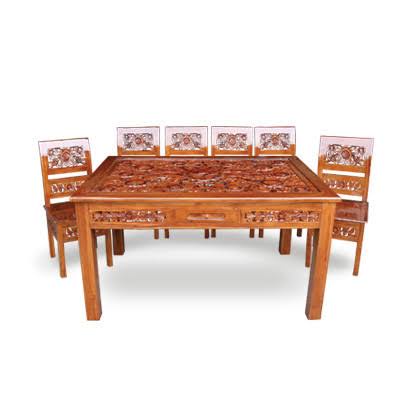 Meja Makan Mewah Set 6 Kursi - Meja Makan kayu Jati Jepara Tipe Kartini Krawang - Berlaku COD - FREE