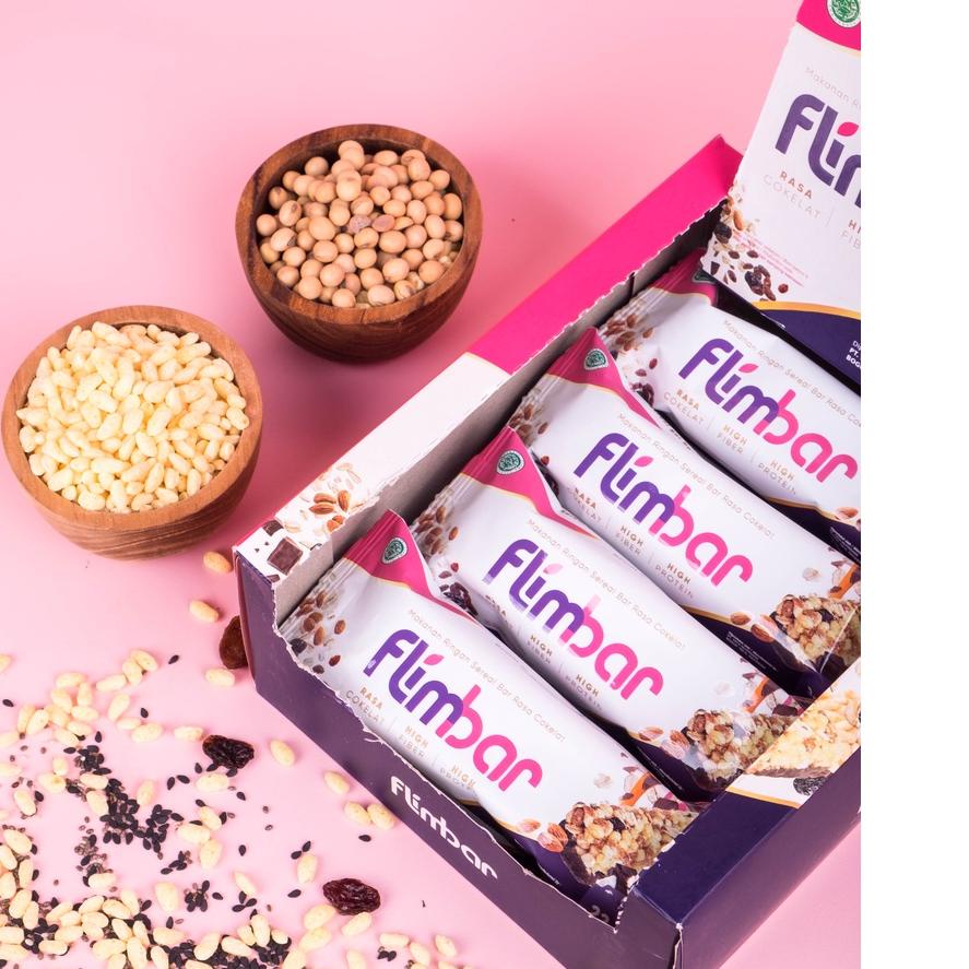 

GROSIR Flimbar (Snack Sehat) by Flimty - 1 Box (isi 12 Bar) - Coklat