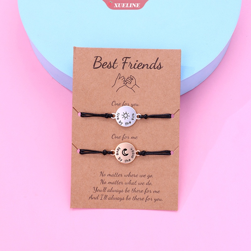 2 Pcs/Set Gelang Pasangan Matahari Dan Bulan Hadiah Handmade Tali Tangan Yang Dapat Disesuaikan Best Friend Bracelet Magnetic Couple Charm Bracelet [ZXL]