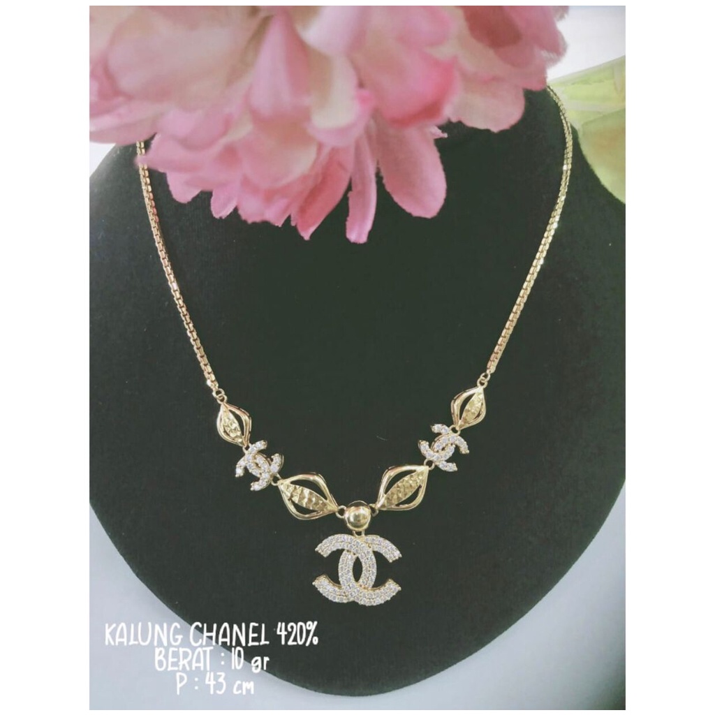 Kalung wanita dewasa elegan kadar 420/9k motif chanel endolita