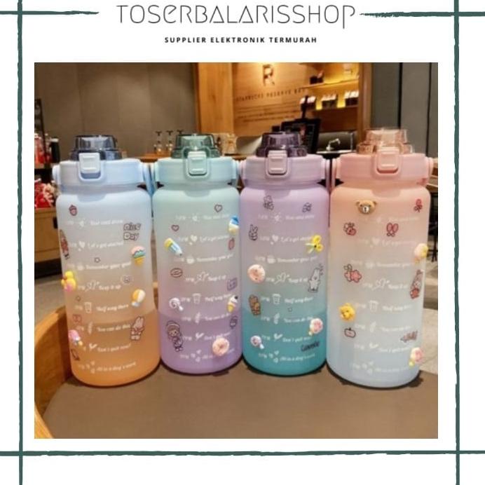 ☎ BOTOL MINUM 2LITER LUCU / BOTOL VIRAL GRADASI RAINBOW MOTIVASI SKALA PENGINGAT WAKTU / TUMBLR BOTO