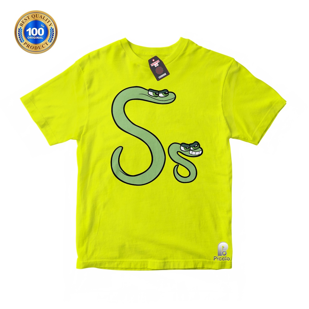 BAJU ANAK KAOS ATASAN ANAK HURUF S ALPHABET LORE UNISEX Bahan COTTUN (FREE NAMA)