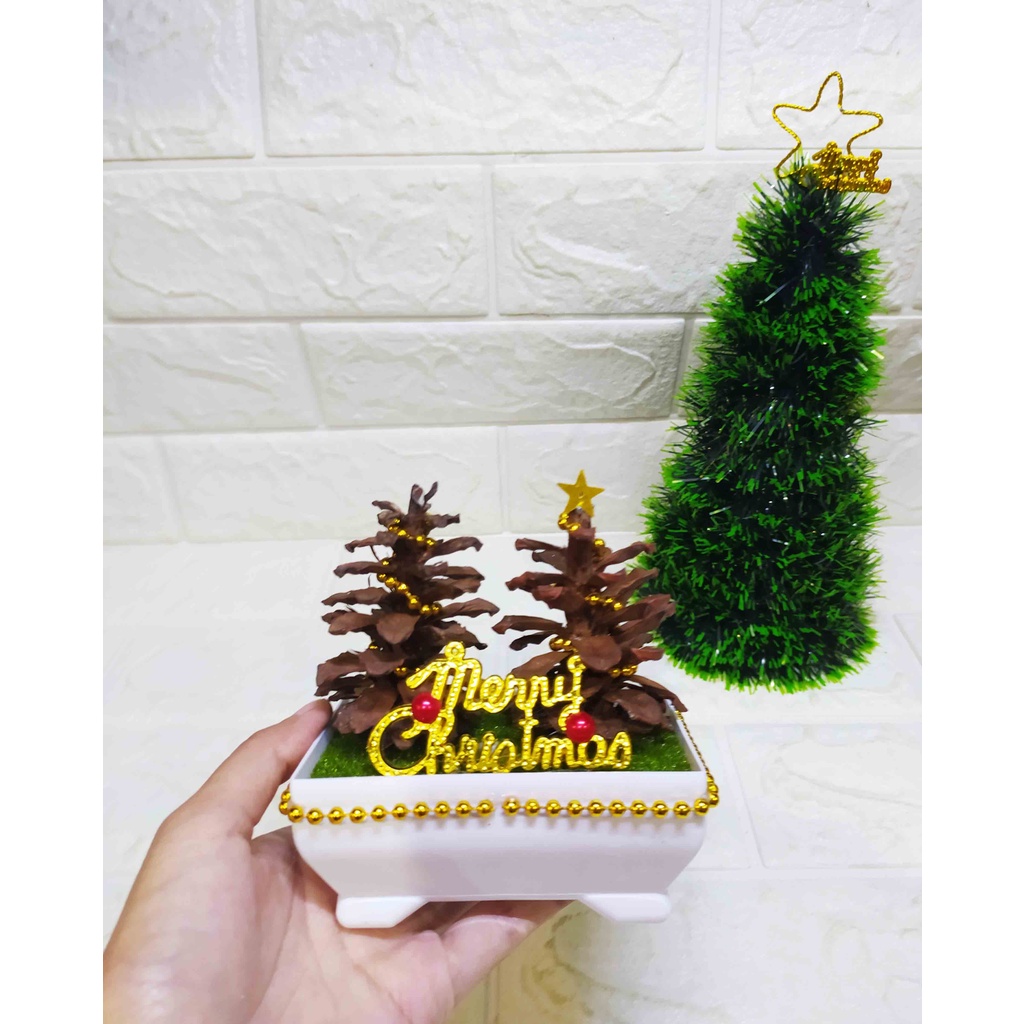 Pajangan Cemara Kembar - Hiasan Imitasi Aksesoris Natal