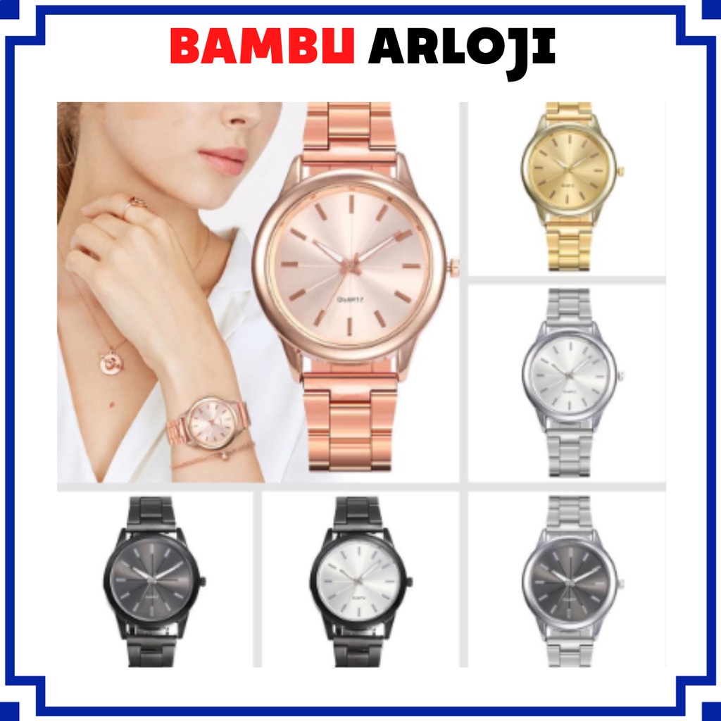 BAJ Jam Tangan Wanita Analog Quartz Casual Fashion Rantai Stainless Steel Couple Pria JF086