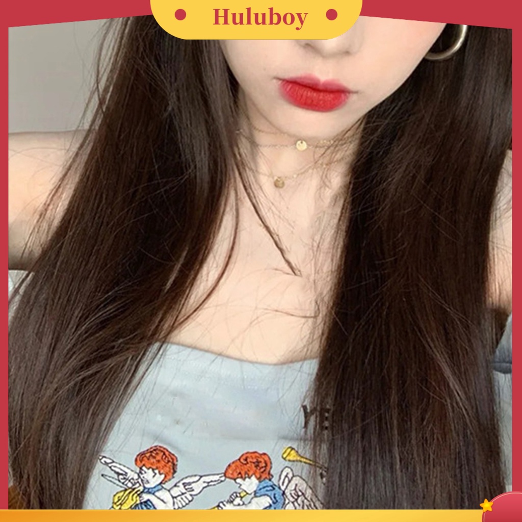 Wig Rambut Palsu Wanita Model Panjang Lurus Warna Hitam