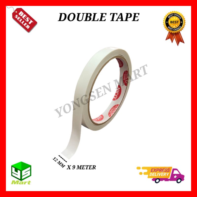 

Double tape perekat lem 2 sisi 1/2 inch 12mm x 9 meter murah dan kuat