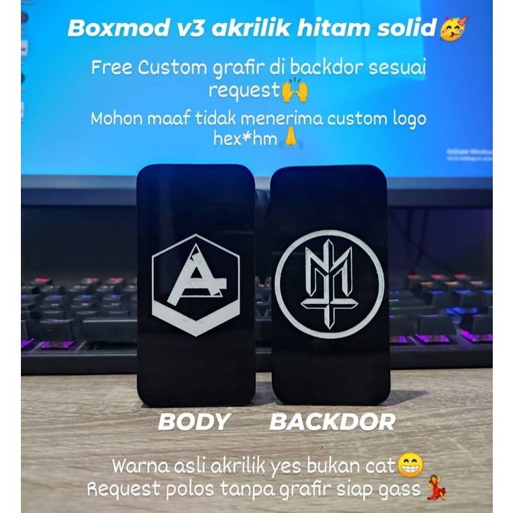 BOXMOD AKRILIK  HITAM SOLID BUKAN HEXOHM