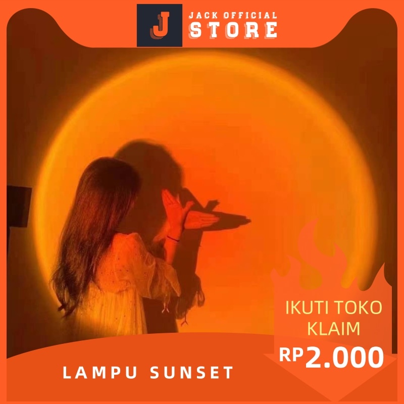 JACKSHOP Lampu Sunset Lampu Fill Proyektor Lampu Tidur Led  Warna Pelangi Sunset Red