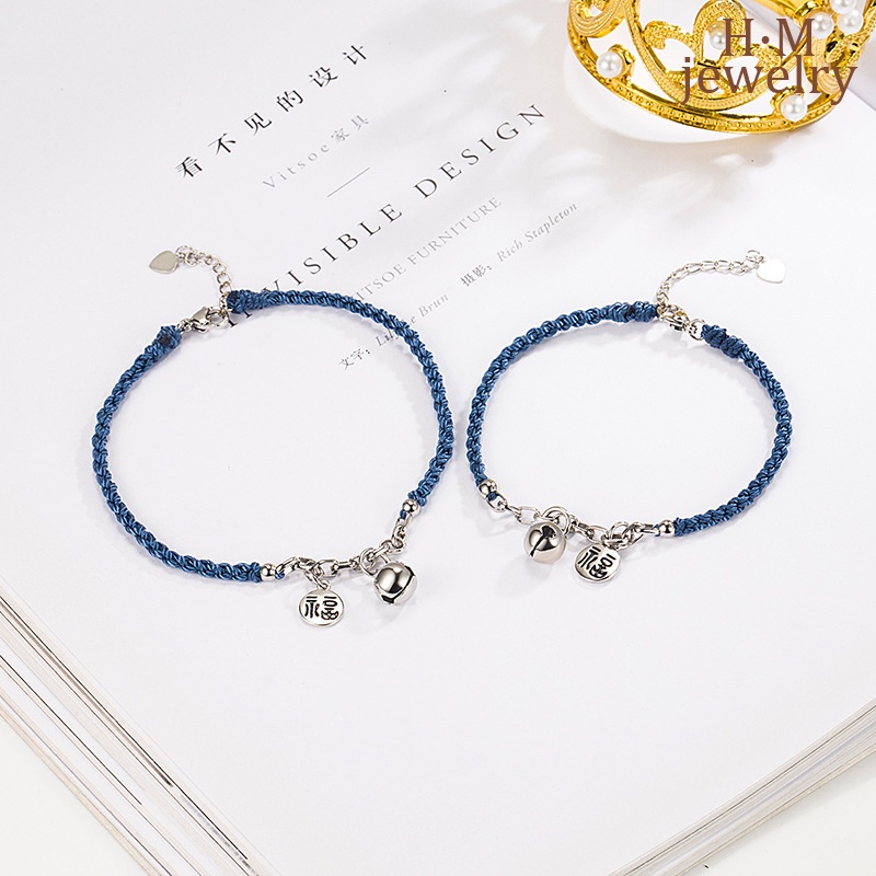 Gelang Couple Lonceng Kartu Restu Klein Blue 2022tali Tangan Anyaman Terbaru