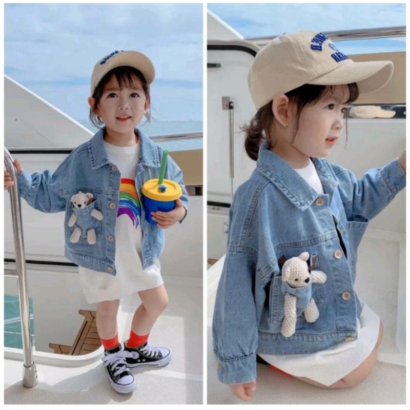 JAKET JEANS ANAK PEREMPUAN LENGAN PANJANG/JAKET BONEKA ANAK