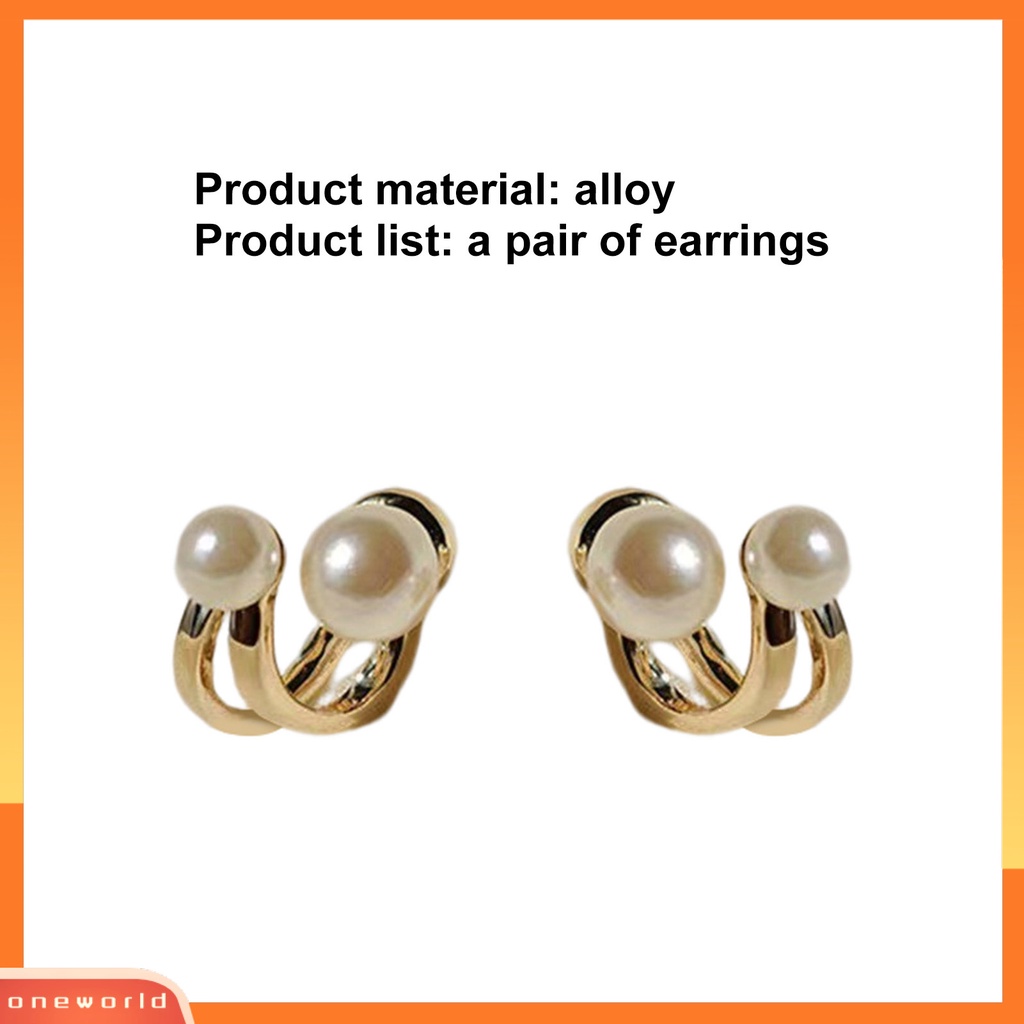 [ONE] 1pasang Anting Tusuk Wanita Double Layer Mutiara Imitasi Dua Arah Wearable Ear Studs Untuk Pesta Pernikahan Perjamuan