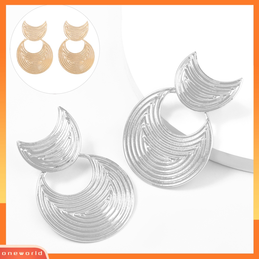 [WONE] Anting Bentuk Bulan Tahan Jatuh Berlebihan Fashion Anting Busur Geometris Sederhana Untuk Pesta