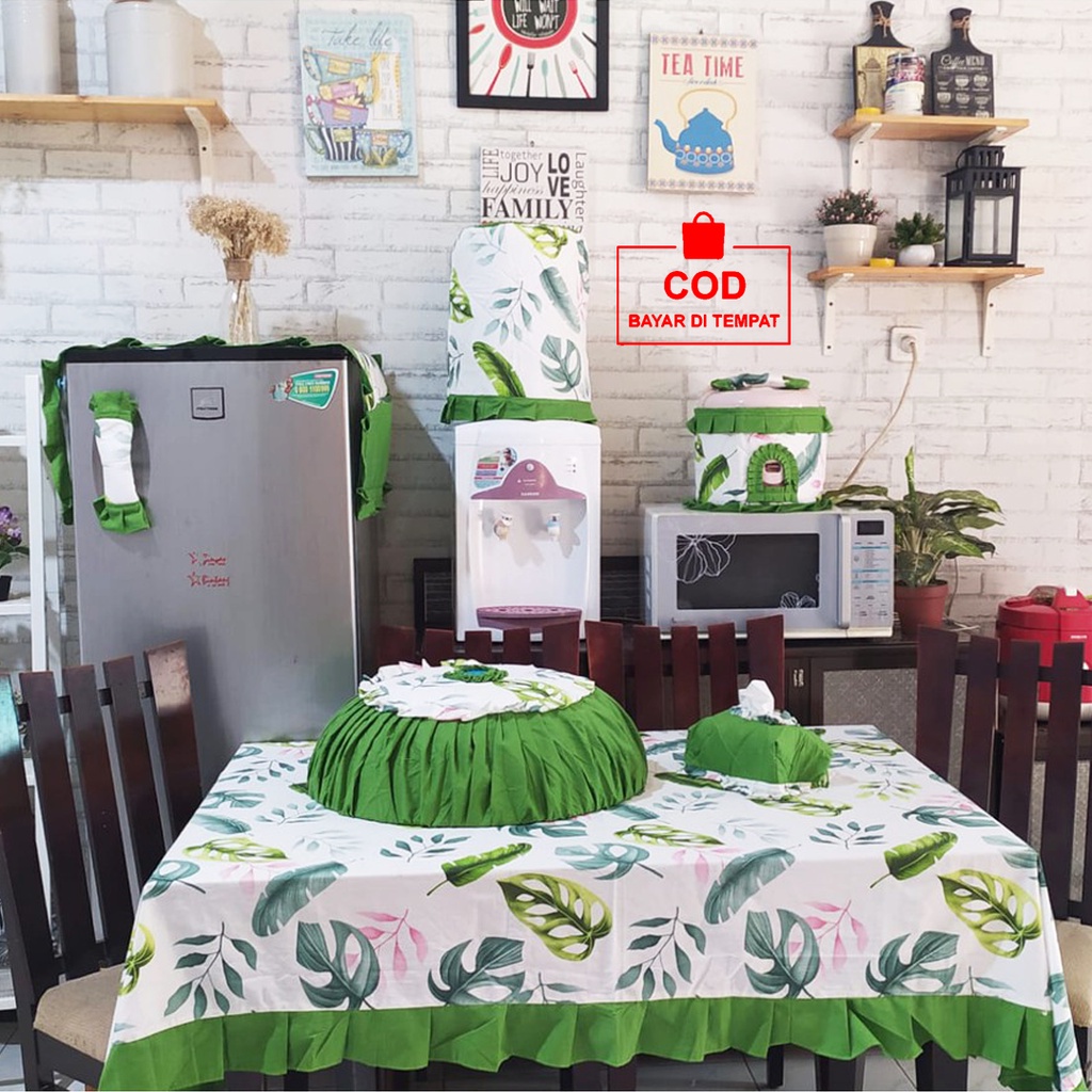 ✅COD Grosir Kitchen Set Isi 8 Pcs Taplak Meja Makan Kain Katun Sarung Cover Tutup Kulkas Kotak Tempat Tisu Tissue Tisue Tissu Galon Mejikom Tudung Saji Bulat Perlengkapan Home Decor Dekor Dekorasi Dapur Rumah Tangga Promo Murah