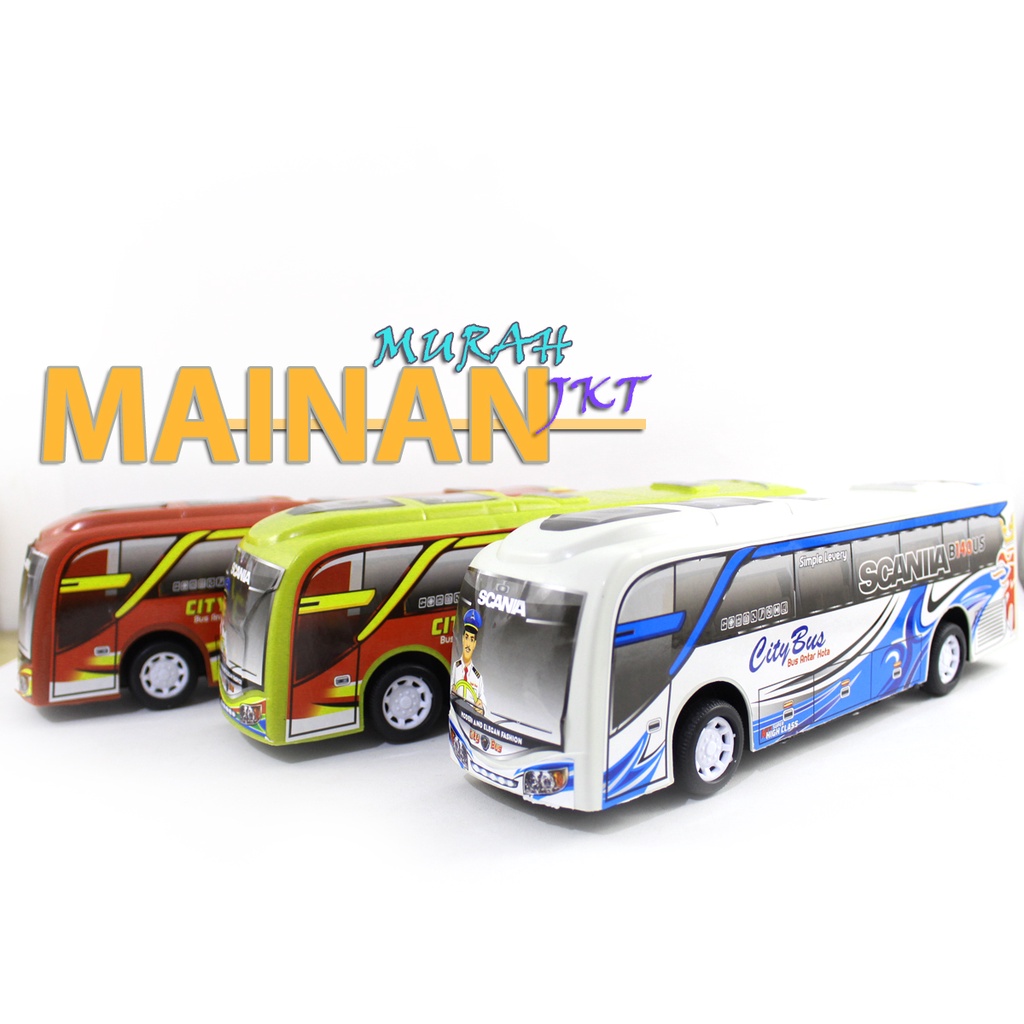 MAINANKEI MAINAN ANAK MURAH MOBIL CITY BUS SCANIA WJS104 BIS ANTAR KOTA LITTLE BUS MAINAN ANAK