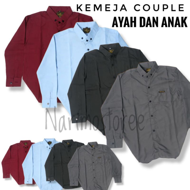 kemeja polos couple ayah dan anak laki laki lengan panjang | kemeja polos couple lengan panjang