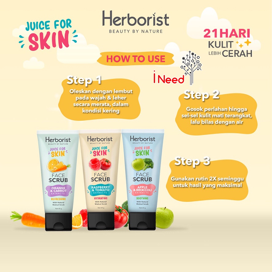 (INEED) HERBORIST Juice For Skin Series - Body Serum - Face Scrub - Exfoliating Gel Scrub