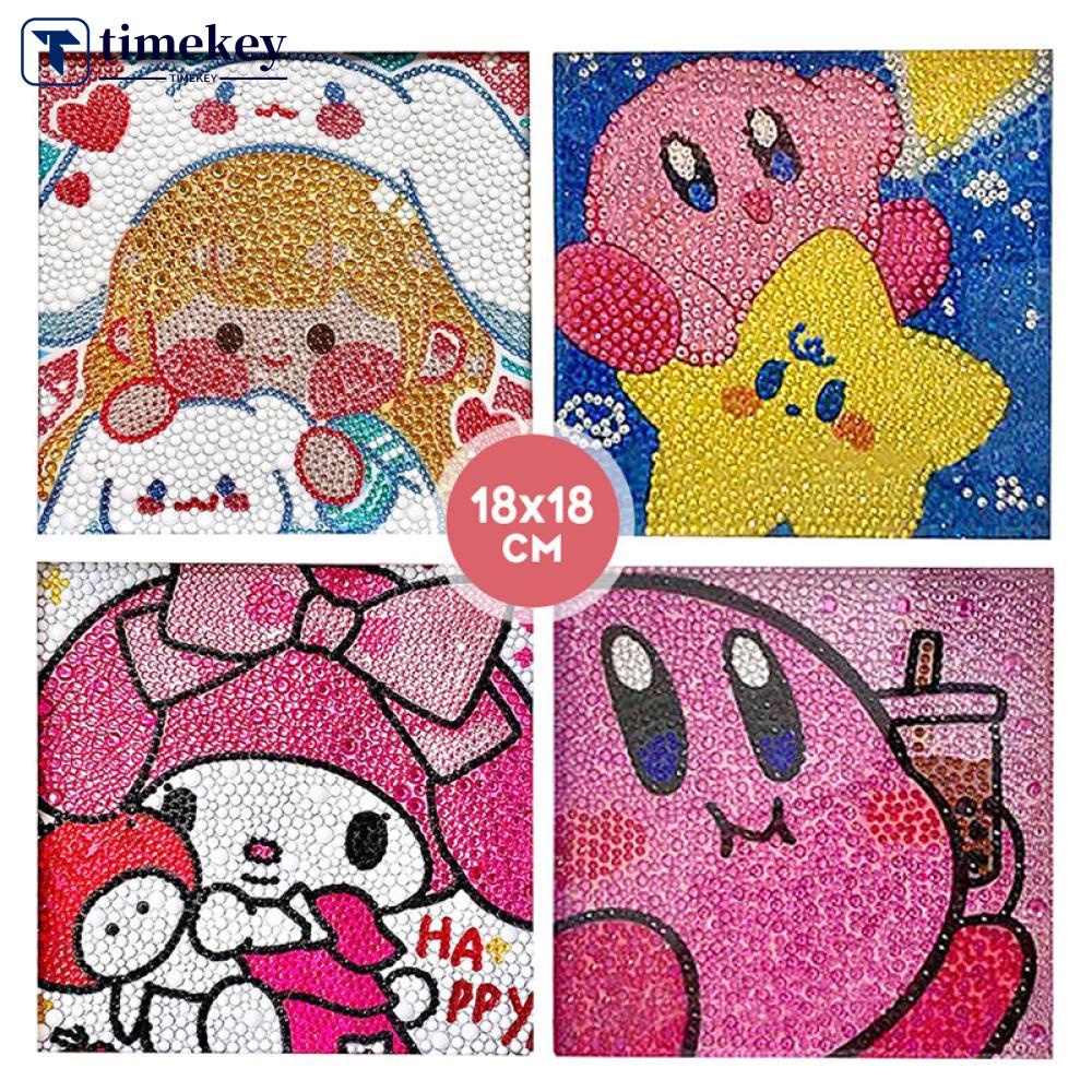 Timekey 18 * 18cm DIY Berlian Lukisan Kit Kartun Kirby Cinnamoroll Sanrio Mosaik Gambar Kerajinan Seni Hobi Pixel Lukisan Dekorasi Rumah I5Q6