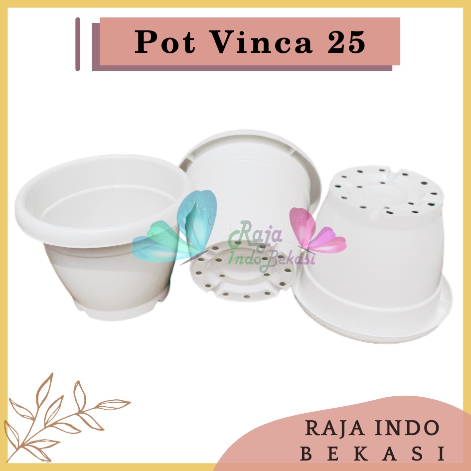 Pot Bunga Vinca 25 Polos Putih Tanaman Hias Kuping Glory 25 Plastik Pot 25 cm Lusinan Hitam Pot Bunga 20 22 25 30 32 35 | Pot Tanaman Hitam Plastik