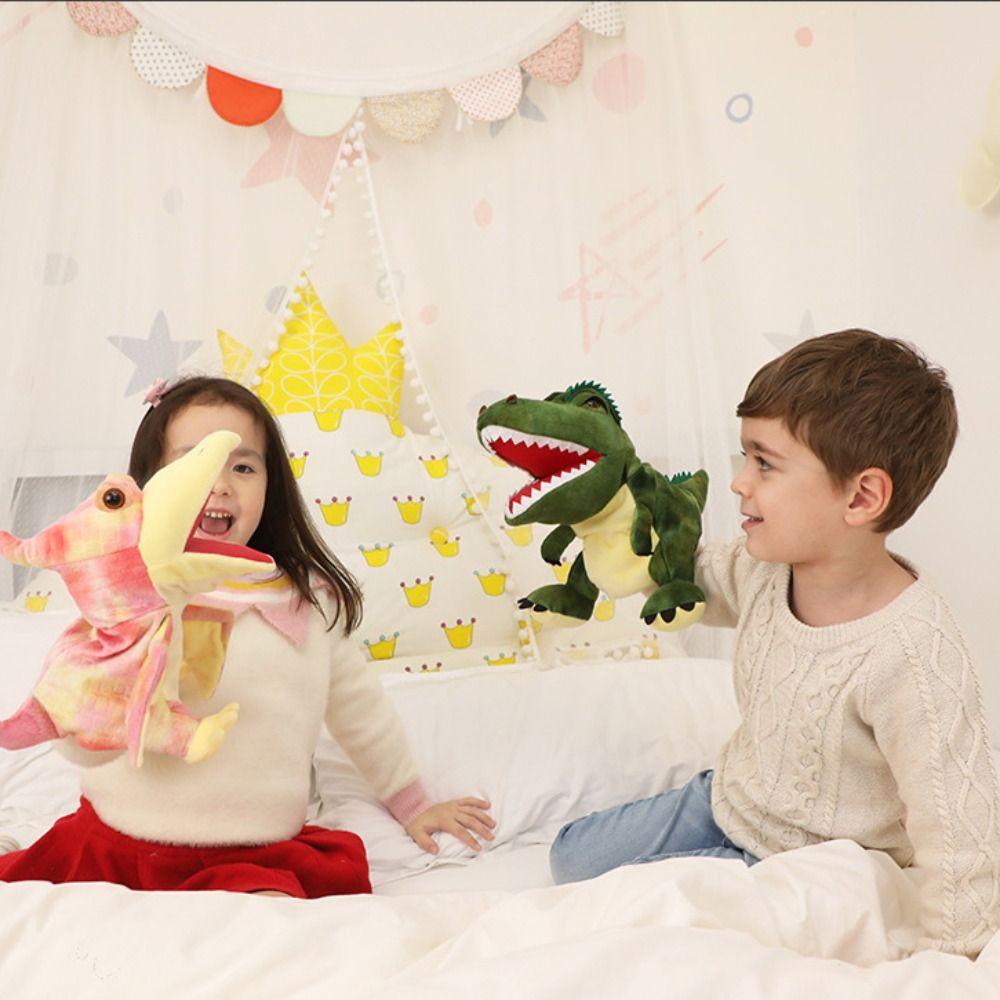 Lanfy Boneka Tangan Dinosaurus Mewah Manusia Hidup Triceratop Lembut Anak Hadiah Boneka Mainan Pendamping Pendidikan Mainan Kartun Hewan Boneka Mewah Plush Dino Tangan Wayang