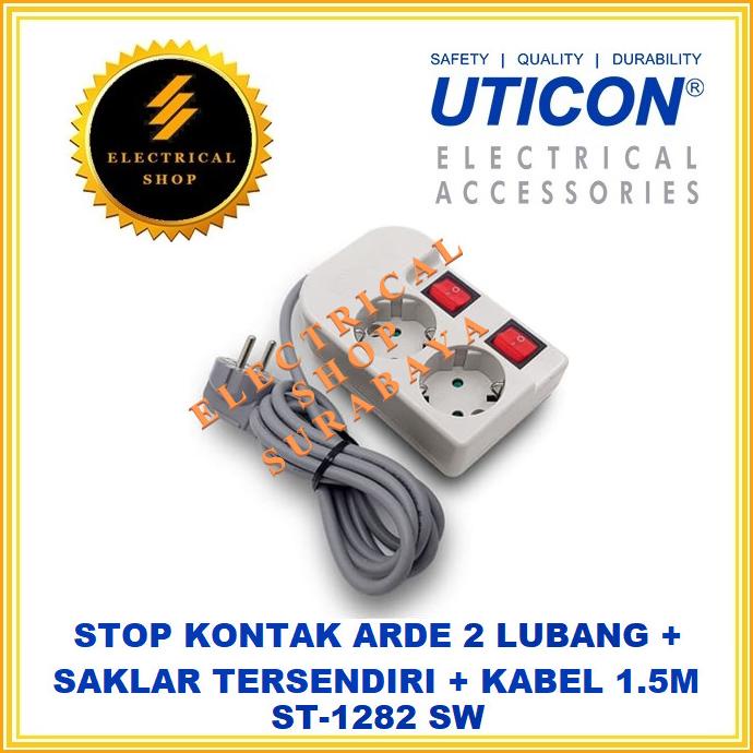 UTICON STOP KONTAK CP 2 LUBANG ST 1282 SW + SAKLAR KABEL (ST-1282SW) Non COD